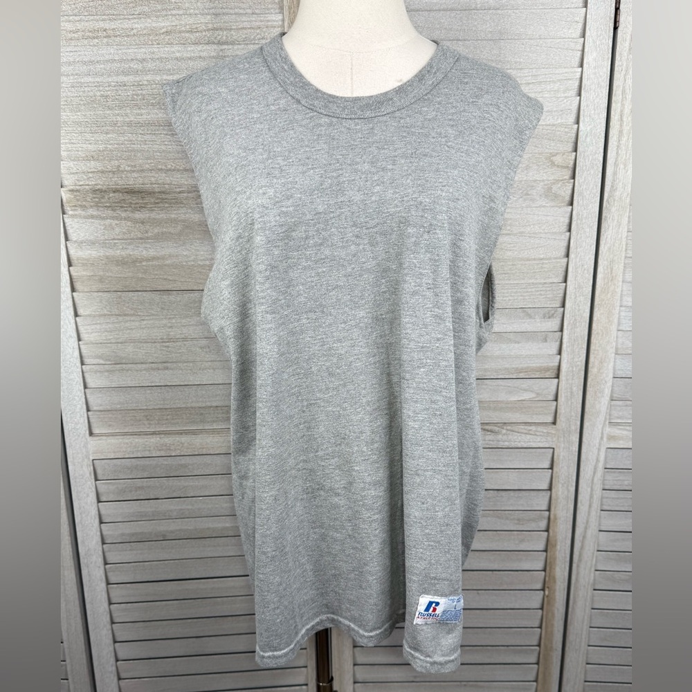 RUSSELL ATHLETIC Men's Gray Tank Top/Muscle Shirt-Large